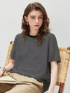 100% Silk Women's  Vintage Print Crew Neck Short Sleeve T-Shirt