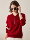 COMOBOCA 100% Cashmere Women's Half Zip Sweater Knit Hoodie