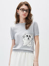 COMOBOCA Women's Cat And Tennis Intarsia Knit T-Shirt