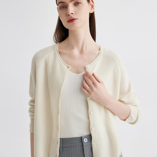 COMOBOCA 100% Cashmere Women's Button Front Knit Cardigan