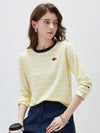 COMOBOCA Women's Stripe Round Neck Knit Sweater