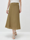 Women's solid color A-line skirt, mulberry silk blend woven