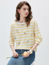 Women's Round Neck Linen Knit Top With Embroidery