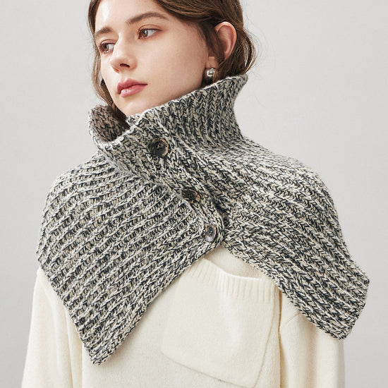 COMOBOCA 100% Wool Women's Knit Button Neck Warmer Shawl