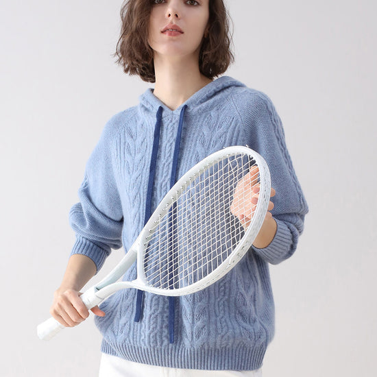 COMOBOCA 100% Cashmere Women's Solid Color Sweater Hoodie