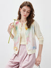 COMOBOCA Women's Floral Print Panel Knit Cardigan