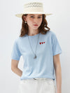 Women's crew neck short-sleeve knitted T-shirt with embroidery