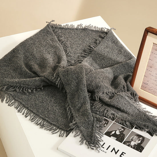COMOBOCA Women's Fringed Triangle Knit Scarf
