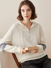 COMOBOCA 100% Cashmere Women's Half Zip Sweater Knit Hoodie