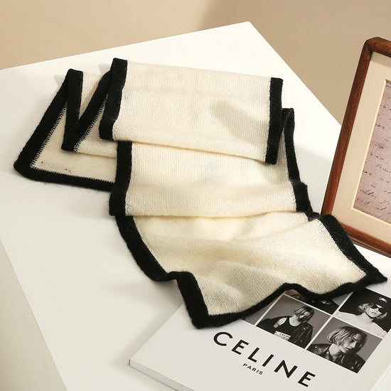 COMOBOCA 100% Cashmere Women's Striped Knit Scarf