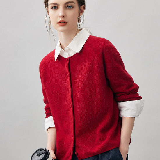 COMOBOCA 100% Cashmere Women's Button Front Knit Cardigan