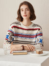100% Cashmere Women's Nordic Fair Isle Knit Sweater