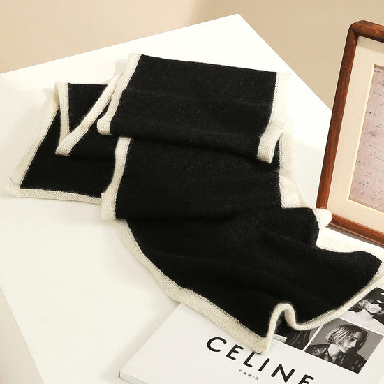 COMOBOCA 100% Cashmere Women's Striped Knit Scarf