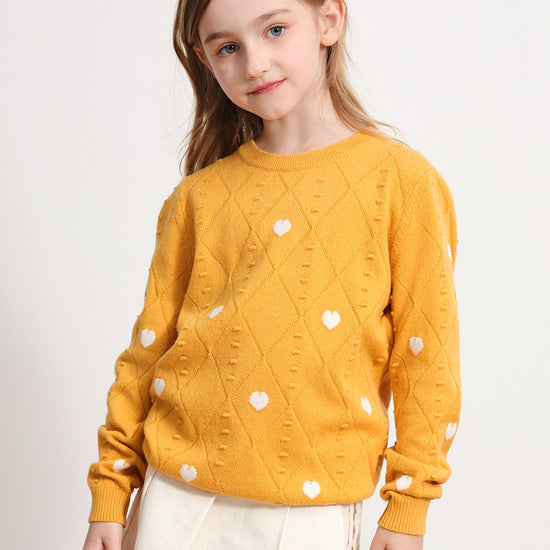 COMOBOCA YELLOW 100% Wool Kids' Round Neck Sweater