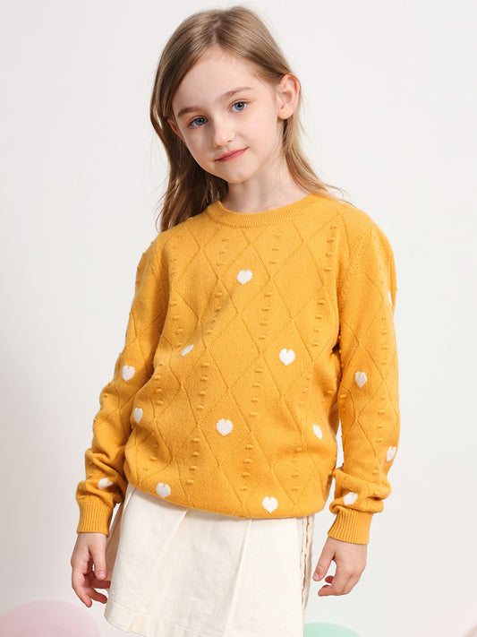 COMOBOCA YELLOW 100% Wool Kids' Round Neck Sweater