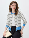 COMOBOCA Women's Striped Color Block Button Front Cardigan