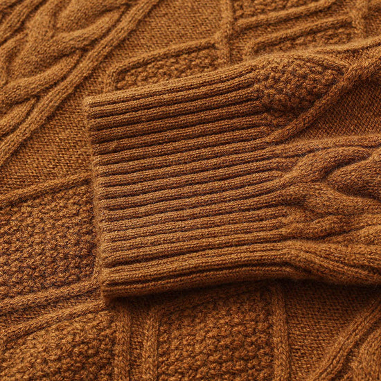 COMOBOCA 100% Wool Women's V-Neck Cable Knit Sweater