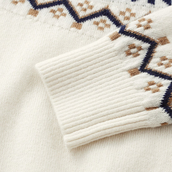 COMOBOCA 100% Wool Kids' Fair Isle Snowflake Round Neck Sweater