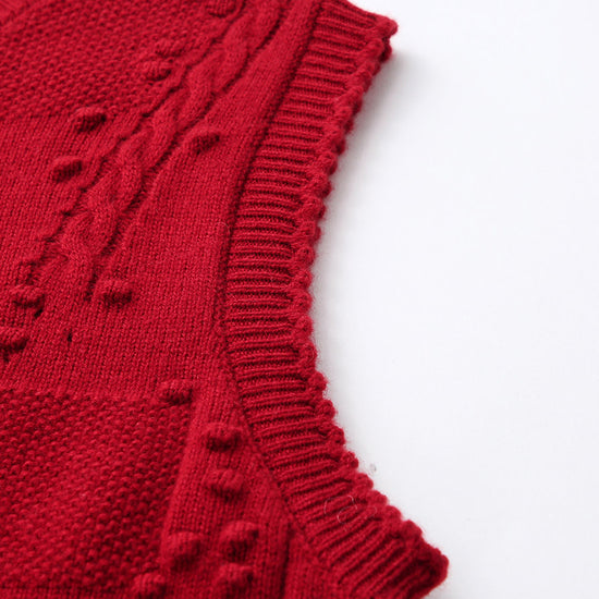 COMOBOCA 100% Cashmere Women's Bow Detailing Cable Knit Vest