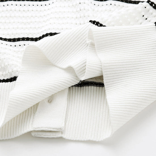 COMOBOCA Women's Striped Ribbed Button Down Cardigan