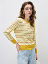 COMOBOCA Women's Striped Color Block Button Front Cardigan