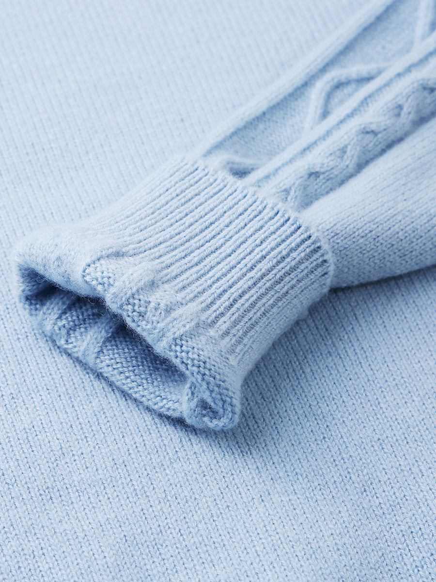 COMOBOCA 100% Wool Kids' Ribbed Round Neck Sweater