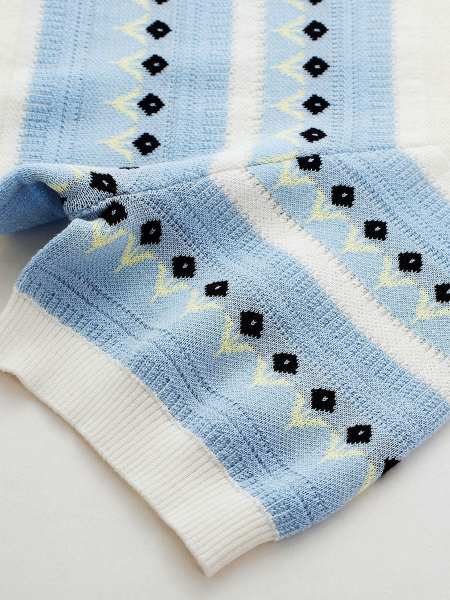 COMOBOCA Women's Fair Isle Striped Knit Top