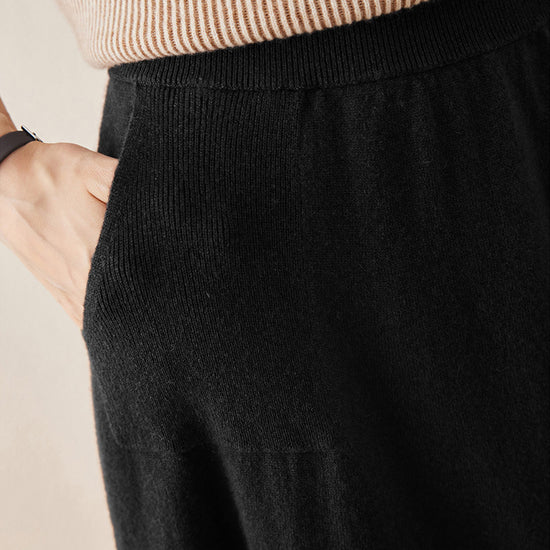 COMOBOCA 100% Cashmere Women's Knit Pleated Skirt