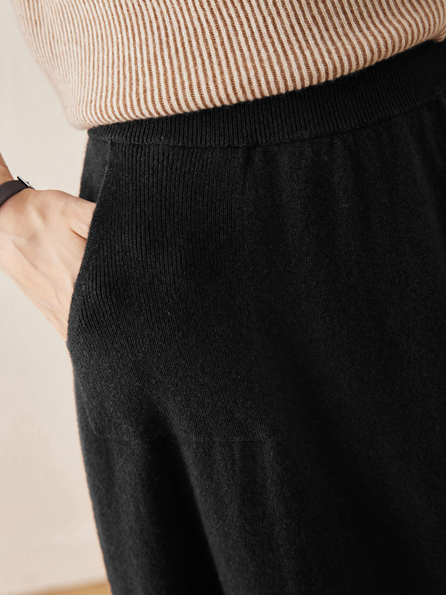 COMOBOCA 100% Cashmere Women's Knit Pleated Skirt