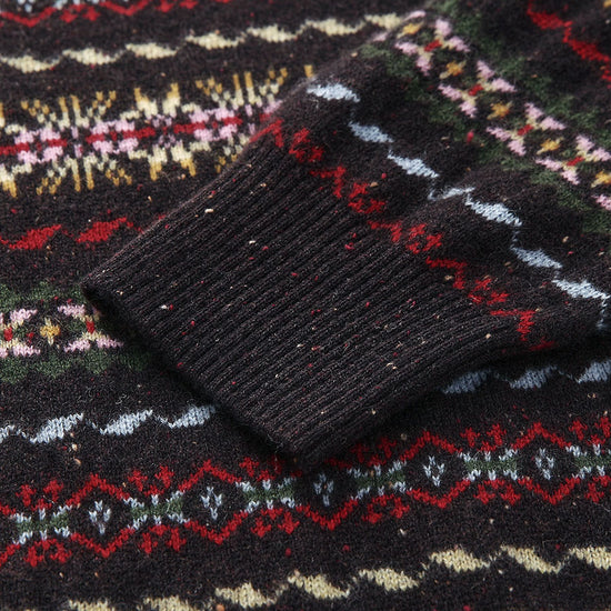 COMOBOCA 100% Cashmere Women's Fair Isle Turtleneck Sweater