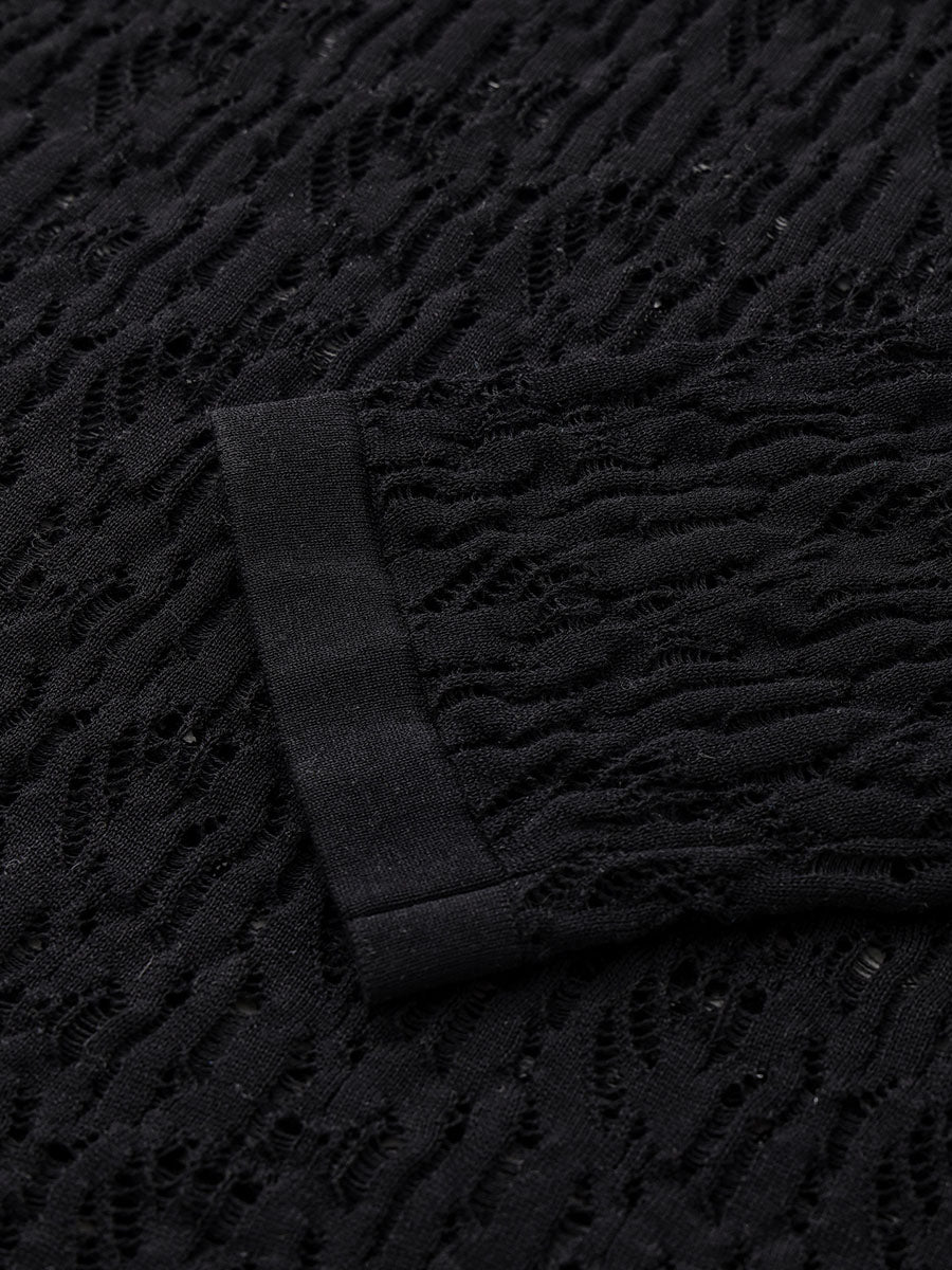 COMOBOCA Women's Openwork Round Neck Knit Sweater