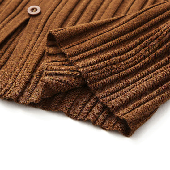 COMOBOCA Women's Ribbed V-Neck Faux Cardigan Sweater