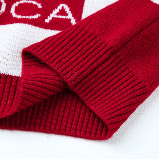 COMOBOCA 100% Wool Kids' Color Block Round Neck Sweater