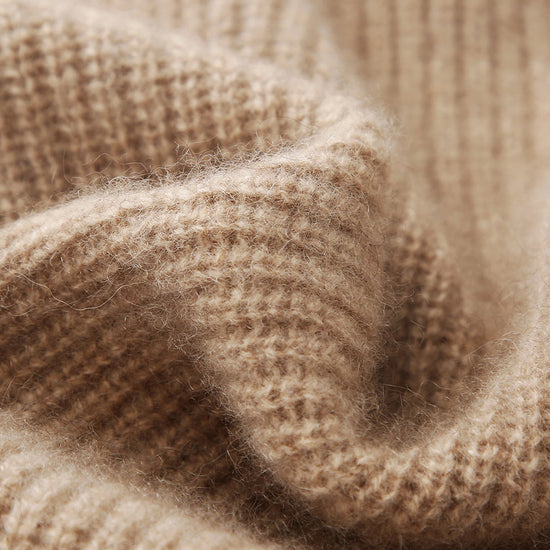 COMOBOCA 100% Cashmere Women's V-Neck Ribbed Button Cardigan