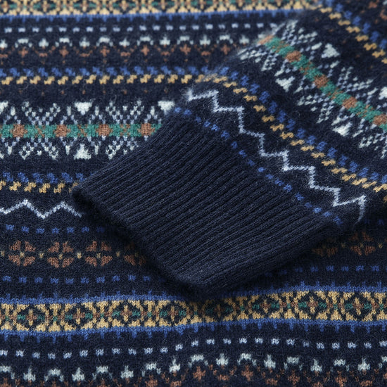 COMOBOCA 100% Cashmere Women's Fair Isle Turtleneck Sweater