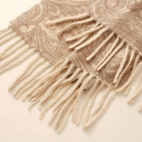 COMOBOCA 100% Cashmere Women's Paisley Pattern Fringed Scarf
