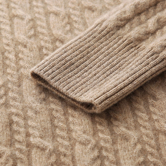 COMOBOCA 100% Cashmere Women's Cardigan Cable Knit Hoodie