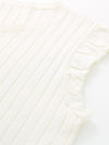COMOBOCA Women's Ruffled Cap Sleeve Ribbed Knit Blouse