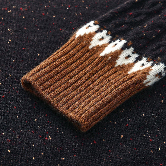 COMOBOCA 100% Cashmere Women's Cable Fair Isle Turtleneck Sweater