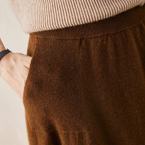 COMOBOCA 100% Cashmere Women's Knit Pleated Skirt