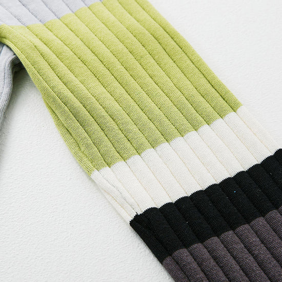 COMOBOCA Women's Ribbed Color Block Round Neck Knit Sweater