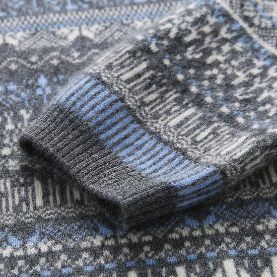 COMOBOCA 100% Cashmere Women's Fair Isle Round Neck Sweater