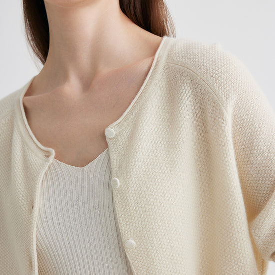 COMOBOCA 100% Cashmere Women's Button Front Knit Cardigan