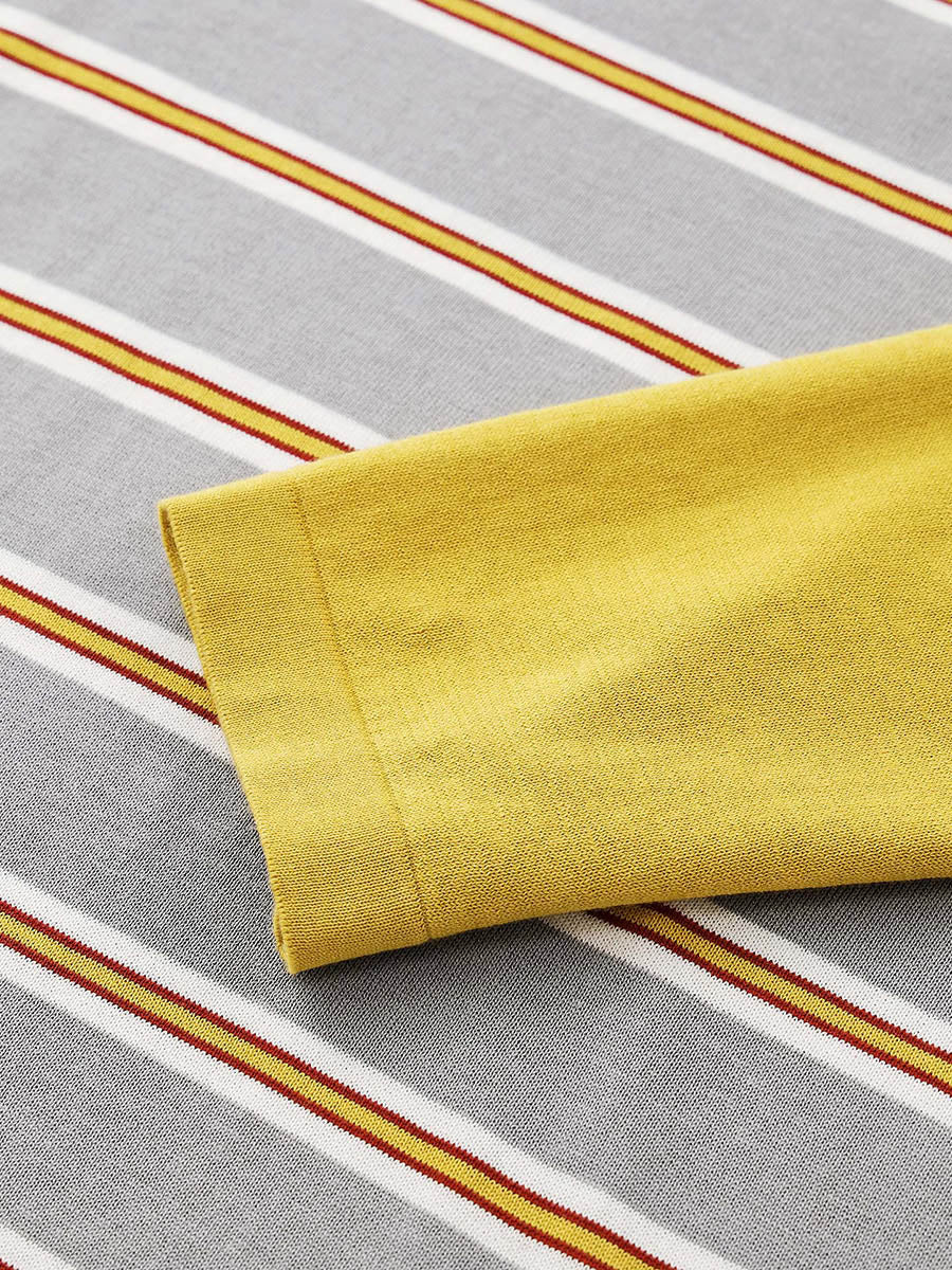 COMOBOCA Women's Layered Striped Round Neck Knit Sweater