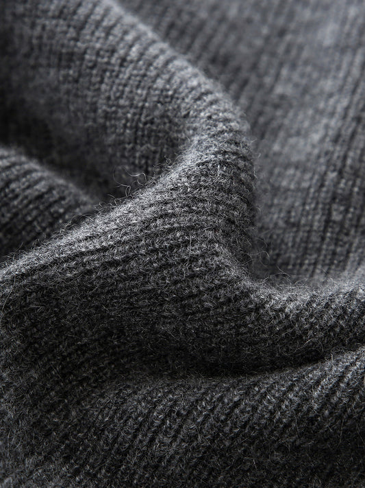 COMOBOCA 100% Cashmere Women's Zip-Up Ribbed Hoodie