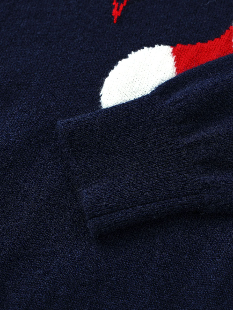 COMOBOCA 100% Wool Kids' Christmas Stocking Round Neck Sweater