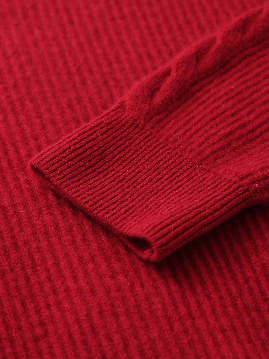 COMOBOCA 100% Cashmere Women's Ribbed Zip Knit Cardigan Hoodie