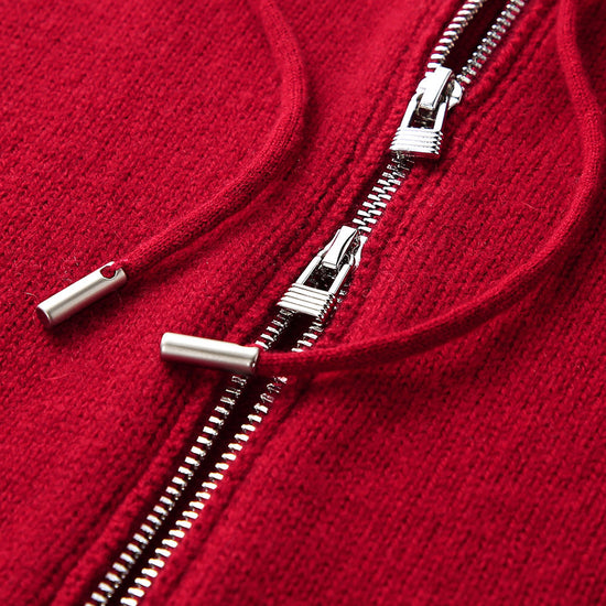 COMOBOCA 100% Cashmere Women's Knit Zip Cardigan Hoodie
