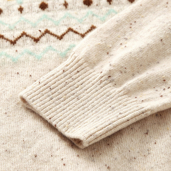 COMOBOCA 100% Cashmere Women's Fair Isle Round Neck Knit Sweater