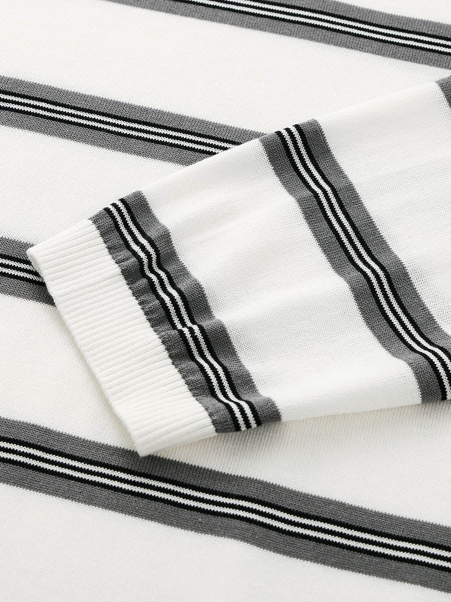 COMOBOCA Women's Striped Round Neck Knit Sweater